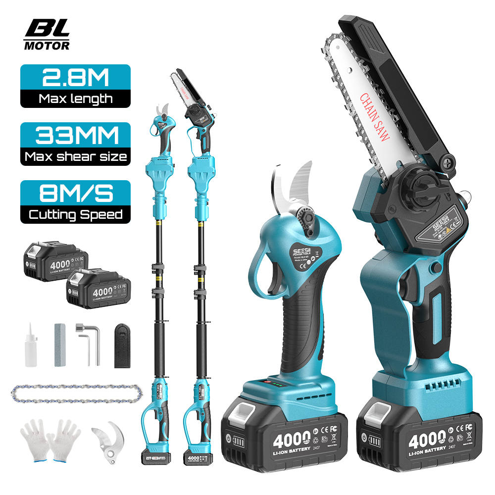 Essential Gardening Tools - Seesii 3-w-1 Bezszczotkowe Teleskopowe Nożyce do